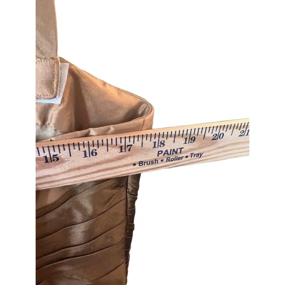 NWT Marisa Baratelli Gold Brown Strapless Convertible Silk Dress S152 Size 12 - Picture 8 of 10